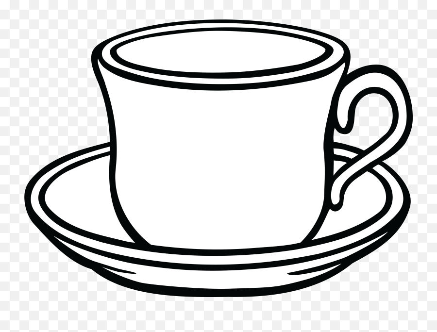 Mug Clipart Black And White Png - Cup And Saucer Clipart Black And White,Line Drawing Png