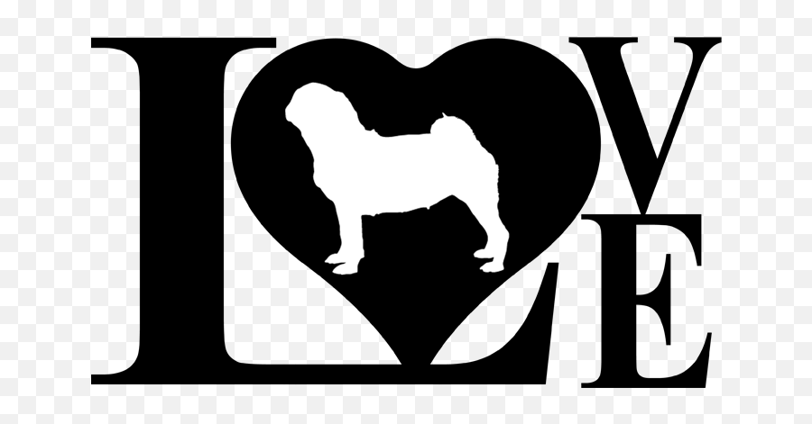 Dog Love Pug Decal Sticker - Pit Bull Love Pillow Case Clip Art Pug Dog Silhouette Png,Pit Bull Png