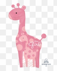 Safari Baby Girl Giraffe Balloon - Shower Pink png