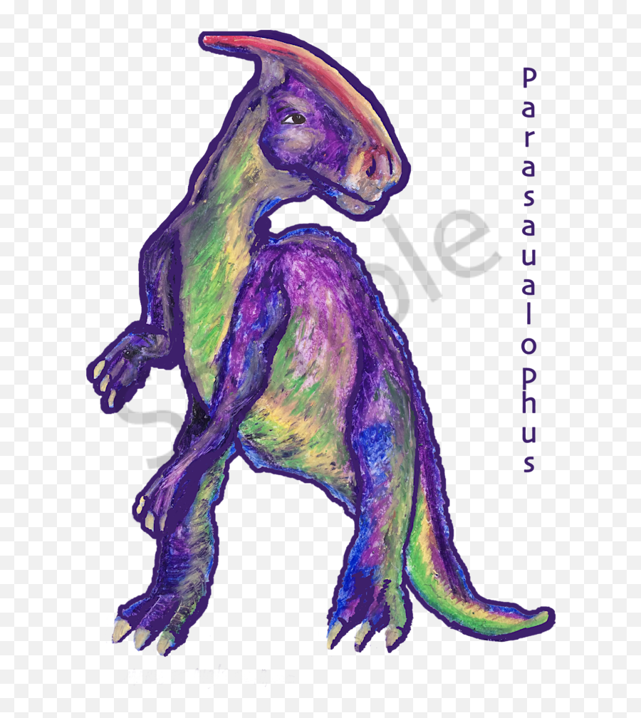 Colorful Parasauralophus Dinosaur Art - Animal Figure Png,Modern Wood Twitter Icon 24x24 Png