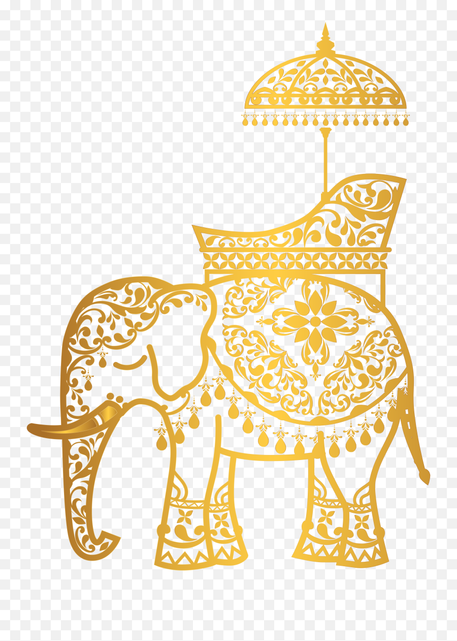 Clip Library Download Gold Png Art - Indian Elephant Clip Art,Elephant Clipart Transparent Background