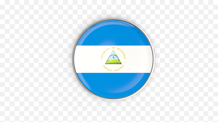 Round Button With Metal Frame Illustration Of Flag Nicaragua - El Salvador Round Flag Png,Round Button Icon
