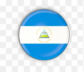 Round Button With Metal Frame Illustration Of Flag Nicaragua - El Salvador Flag Png