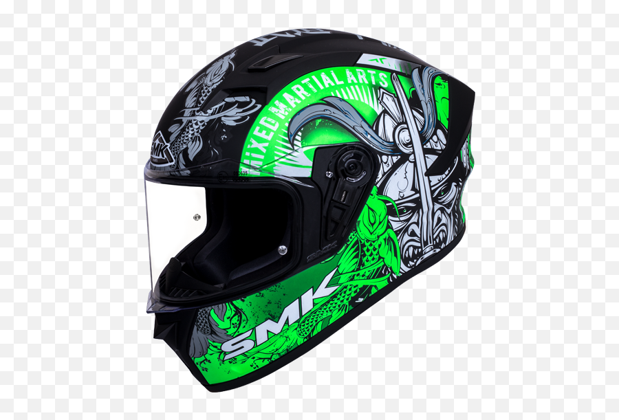 Smk Stellar Samurai Matt Black Grey Green Ma268 Helmet - Smk Stellar Samurai Helmets Png,Samurai Transparent