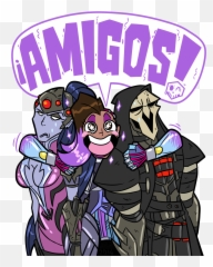 Overwatch Comic - Reaper Widowmaker Sombra png