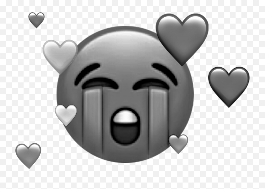 Sad Emoji Black And White Hearts Broken Cry Crying Emoj - Black Heart Broken Heart Png,Crying Emoji Transparent Background