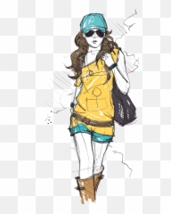 Fashion Girl Transparent Background Png - Sketch Drawing