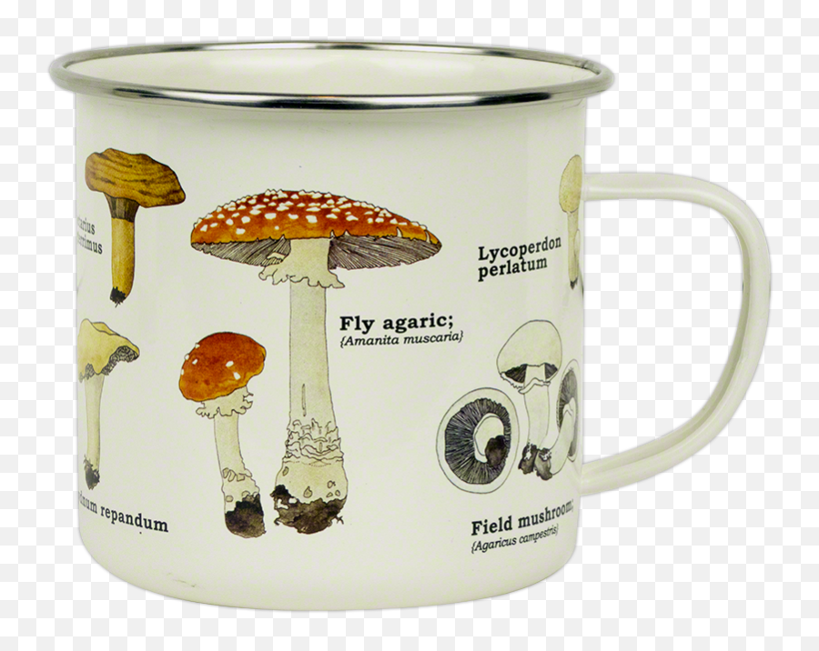 Mushroom Print Enameled Cup Fungi - Mushroom Enamel Mug Png,Mushroom Transparent