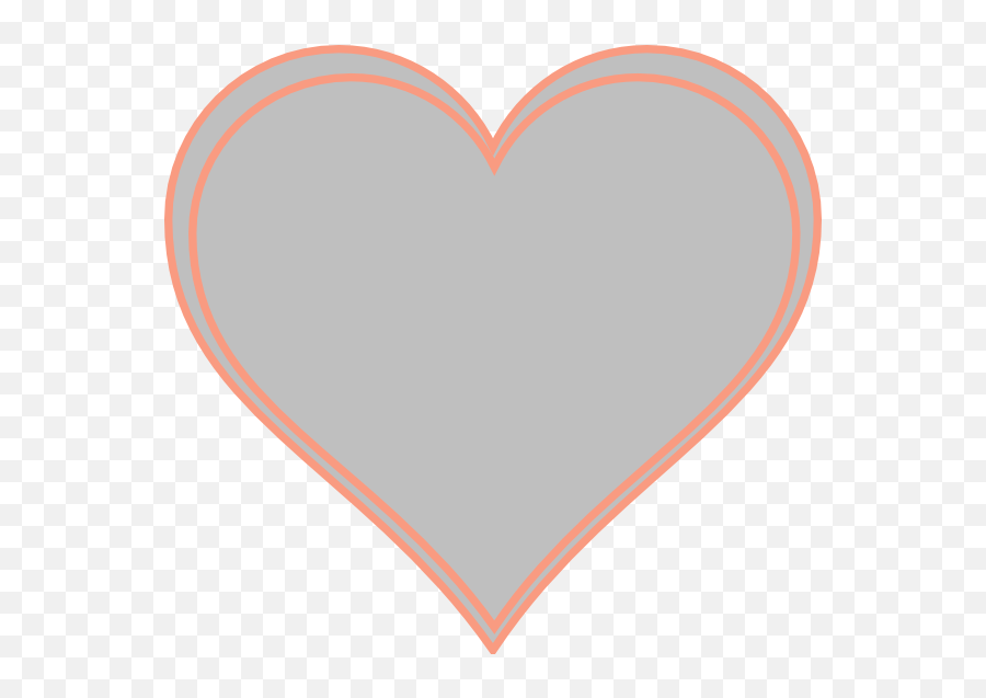 Download Double Outline Heart Peach With Grey Clip Art - Girly Png,Orange Heart Png