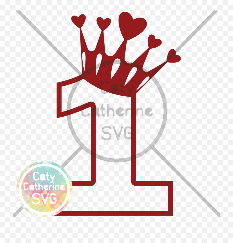 1 One Years Old Birthday Heart Crown - Happy 4th Birthday Svg Png,Heart Crown Transparent
