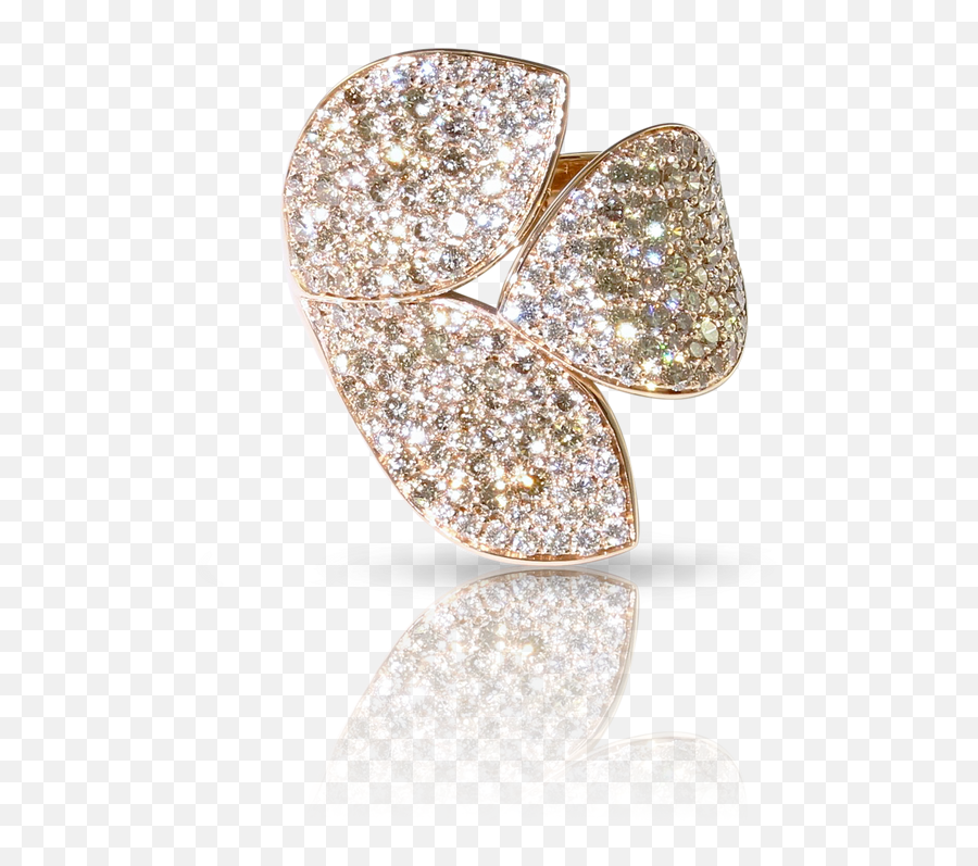 Giardini Segreti Ring 18k Rose Gold 3 Leaves Flower - Gioielli Di Sabrina Ferilli Png,Van Cleef Icon Rings