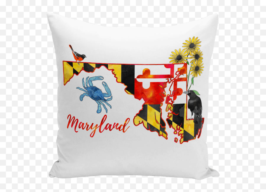 Maryland Map U0026 Icons Throw Pillow Route One Apparel - Fictional Character Png,Throw Icon