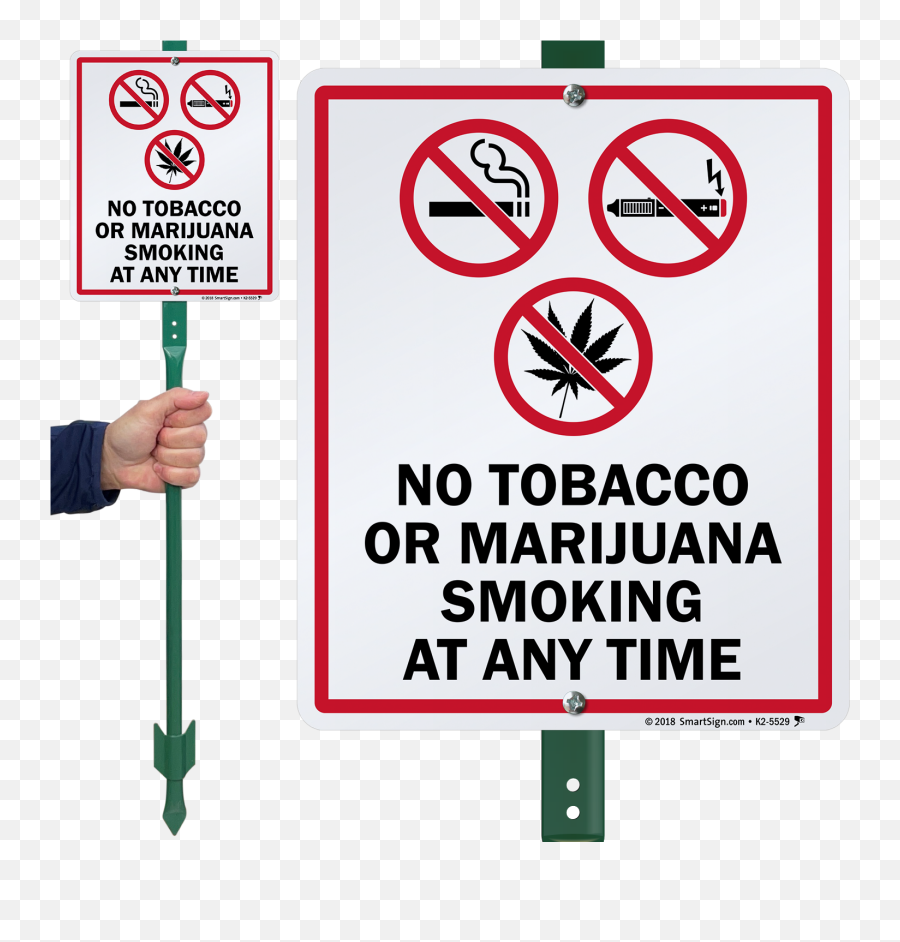 No Tobacco Or Marijuana Smoking Lawnboss Sign Sku K2 - 5529 Don T Pluck Flowers Sign Board Png,Stop Smoking Icon