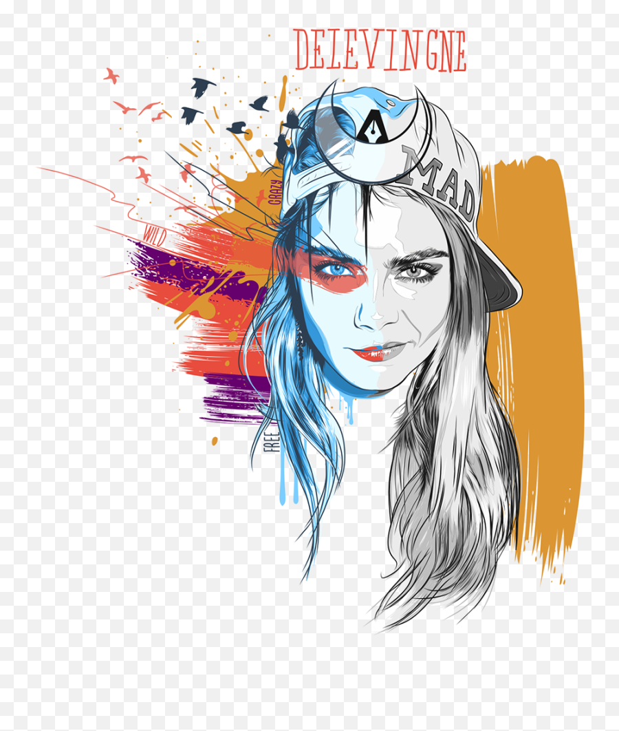 Vector Portraits Part2 - Illustration Png,Cara Delevingne Png