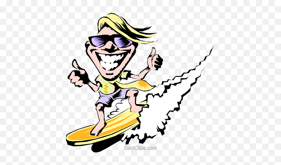 Cartoon Surfer Royalty Free Vector Clip Art Illustration - Surfer Cartoon Png,Surfer Png