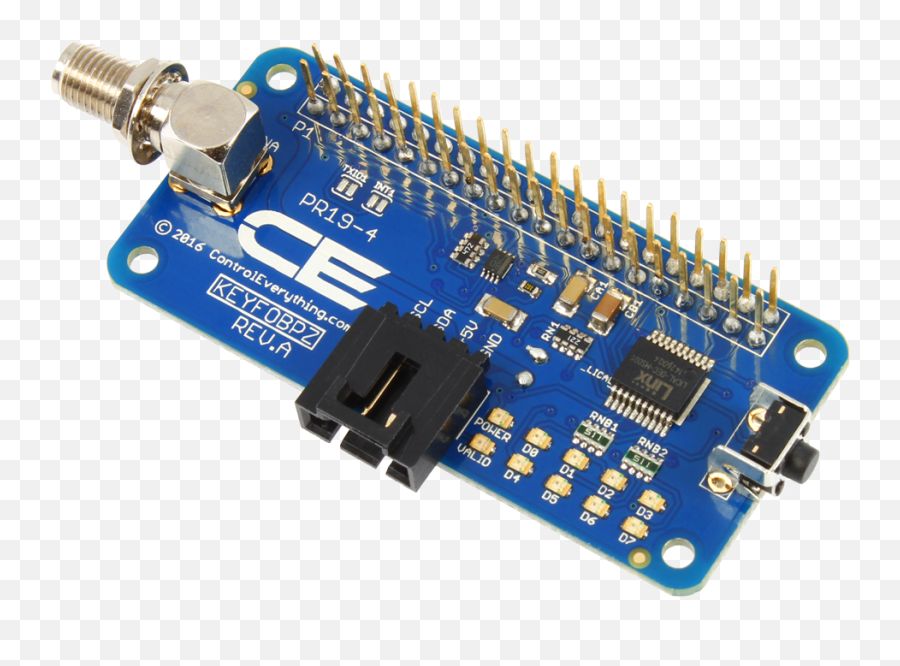 Raspberry Pi Zero Compatible I2c Shield With Key Fob Receiver - Raspberry Pi Zero Port Png,Raspberry Pi Png