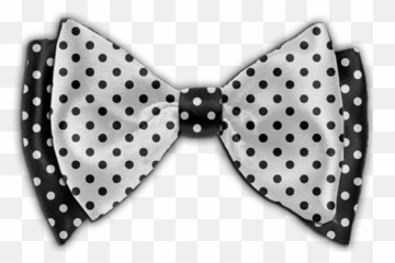 Polka Dot Black And White Bow Tie - With Dots png