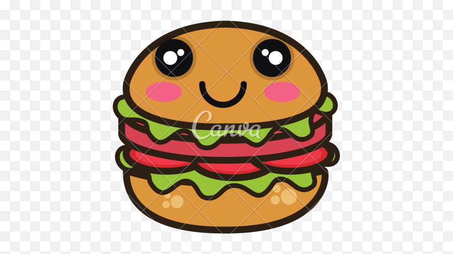 Cartoon Burger Fast Food Icons By Canva - Dibujos Animados De Hamburguesas Png,Cartoon Burger Png