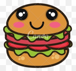 Cartoon Burger Fast Food Icons By Canva - Dibujos Animados De Hamburguesas Png,Cartoon Burger Png
