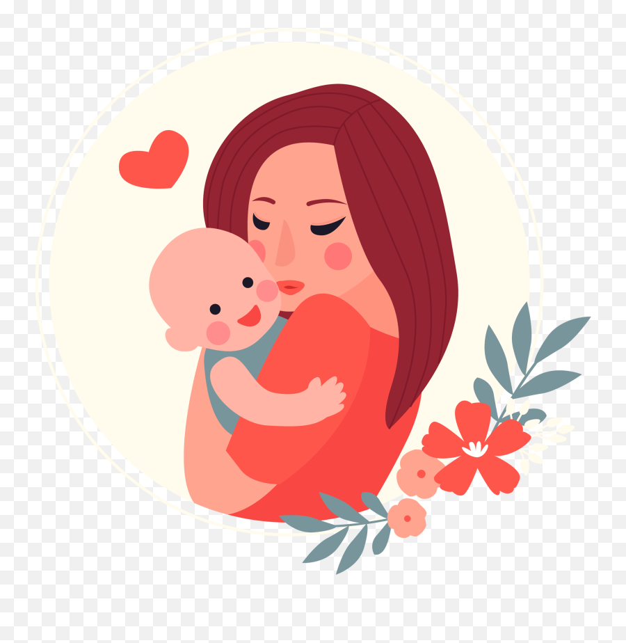 Lovely Baby Mom Heart Flower Png - Vector Momu0027s Day Image Baby And Mom Vector,Mother And Baby Icon