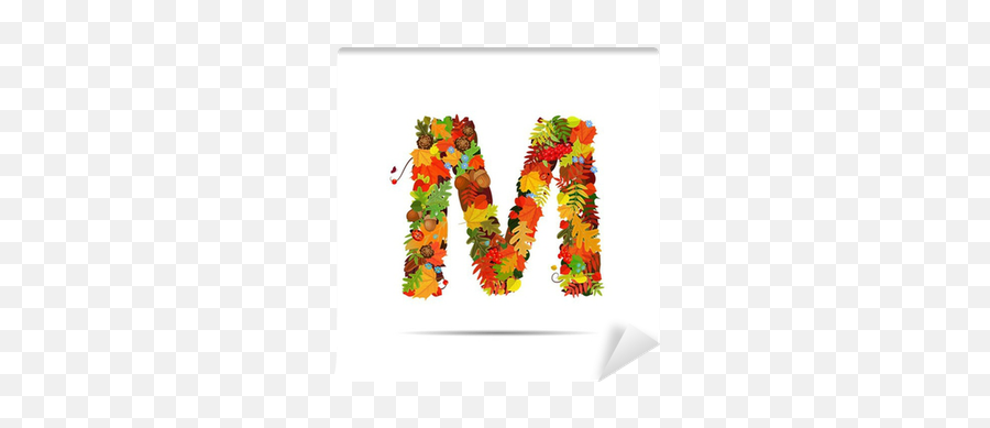 Wall Mural Letter From Autumn Colorful Leaves M - Pixersus Png,Letter M Icon