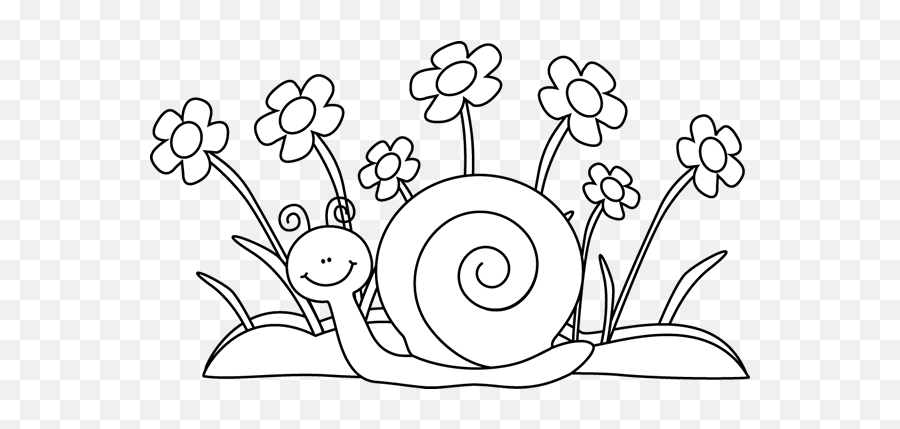 Download Free Png Garden Clipart Flower Outline - Dlpngcom Spring Clip Art Black And White,Flower Outline Png