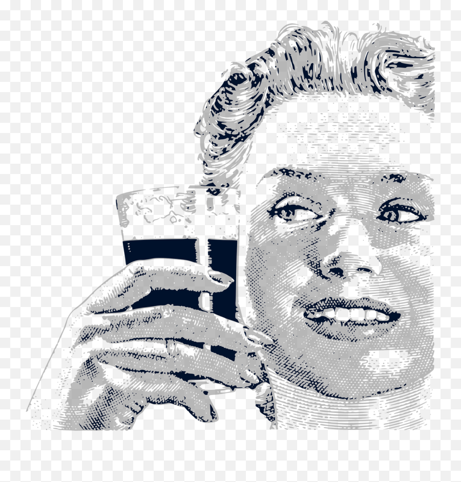 Drinking Happy Vintage Woman Png Image - Drinking Illustration Vintage,Drinking Png