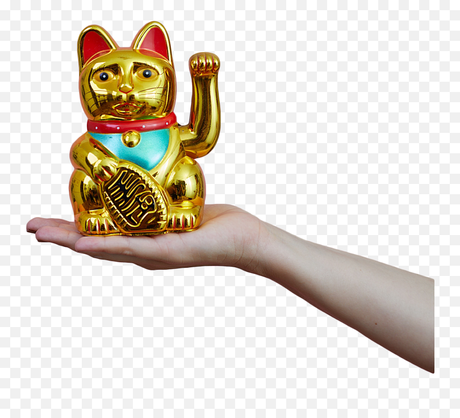 Gold Maneki Neko Transparent Background - Animal Figure Png,Gold Background Png
