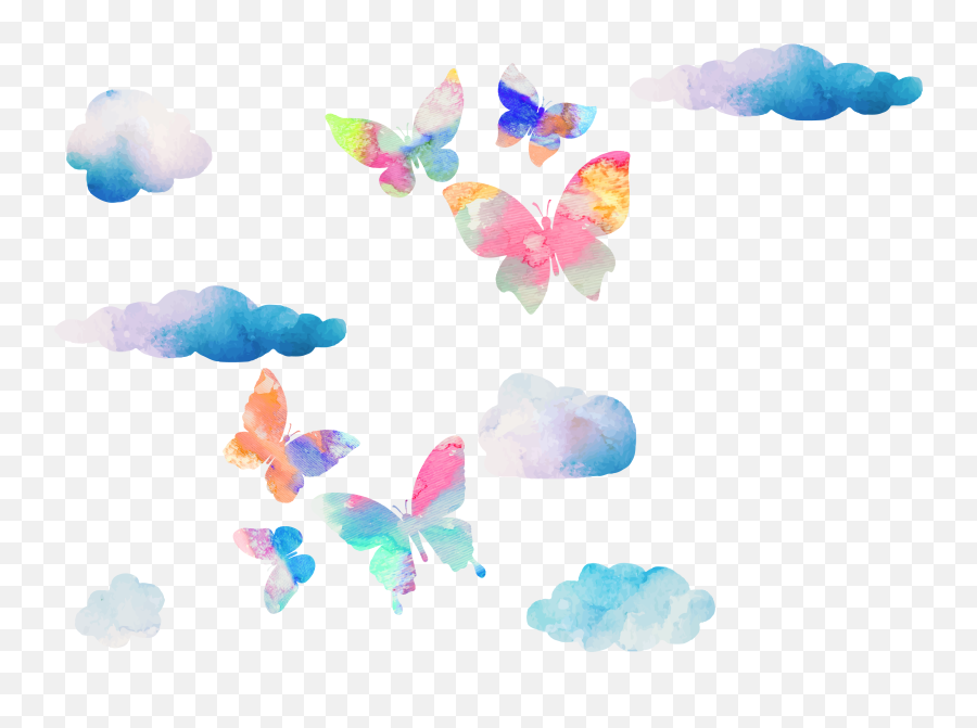 Watercolor Painting Euclidean Vector - Watercolor Clouds Border Png,Watercolor Butterfly Png