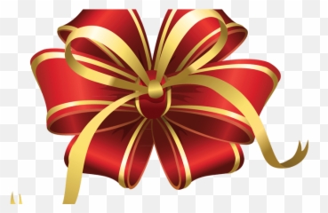 Bow Clipart Free - Golden Red Ribbon Png