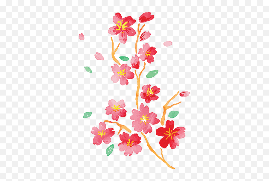 Japanese Spring Flower Wall Decal - Ramas Flores Japonesas Png,Japanese Flower Png