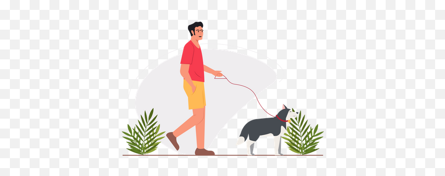 Free Guy Walking With Dog In The Park Illustration Download - Leash Png,People Walking Dog Png