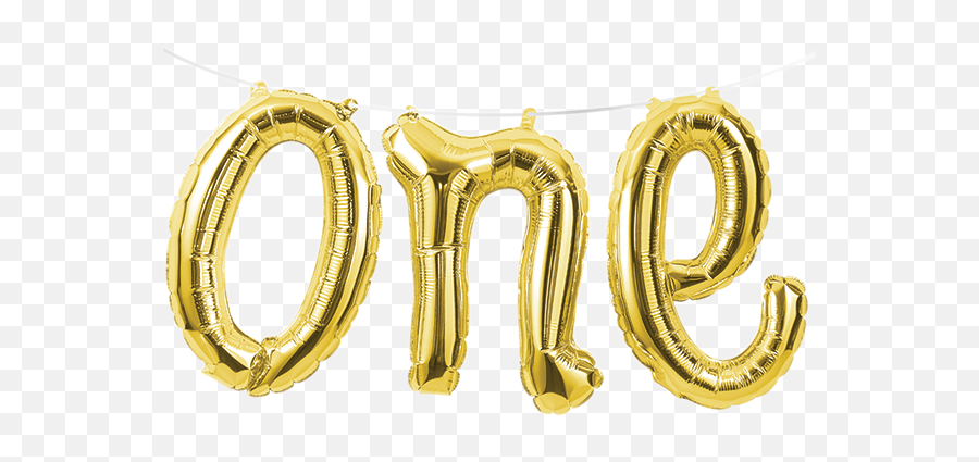 Gold Script One Foil Balloon - Birthday One Transparent Background Png,Gold Balloon Png