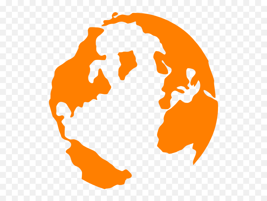 Orange Globe Clip Art - Vector Clip Art Online World Black White Png,Globe And Email Icon