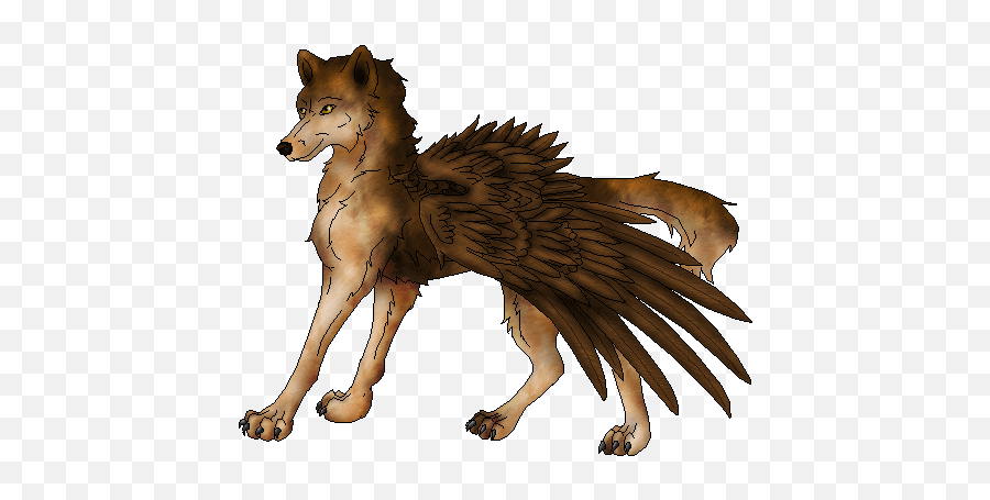 Winged Wolf Sticker - Winged Wolf Canine Discover U0026 Share Gifs Anime Brown Winged Wolf Art Png,Wolf Buddy Icon