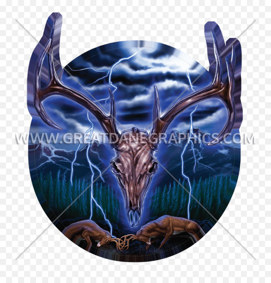 Deer Skull Charge Production Ready Artwork For T - Shirt Reindeer Png,Deer Skull Png
