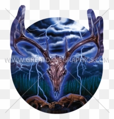Deer Skull Charge Production Ready Artwork For T - Shirt Reindeer png