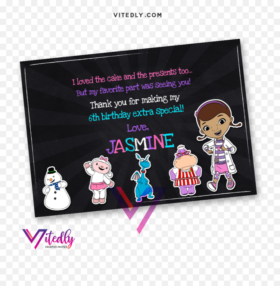 Doc Mcstuffins Invitation With Free Thank You Card - Cartoon Png,Doc Mcstuffins Png