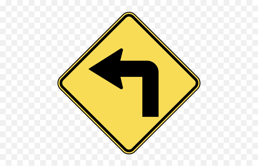 Download Free Png Us Road Signs W1 - 1 Warning Dlpngcom Road Left Turn Sign,Warning Symbol Png