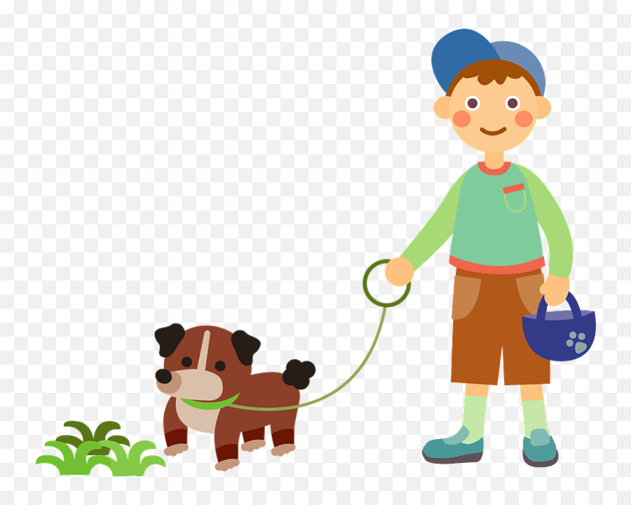 Boy Is Walking His Dog Clipart Free Download Transparent - Walking With Dog Clipart Png,People Walking Dog Png