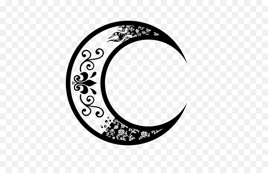 Download Ornated Moon Crescent - Crescent Moon Design Png,Crescent Moon Png Transparent
