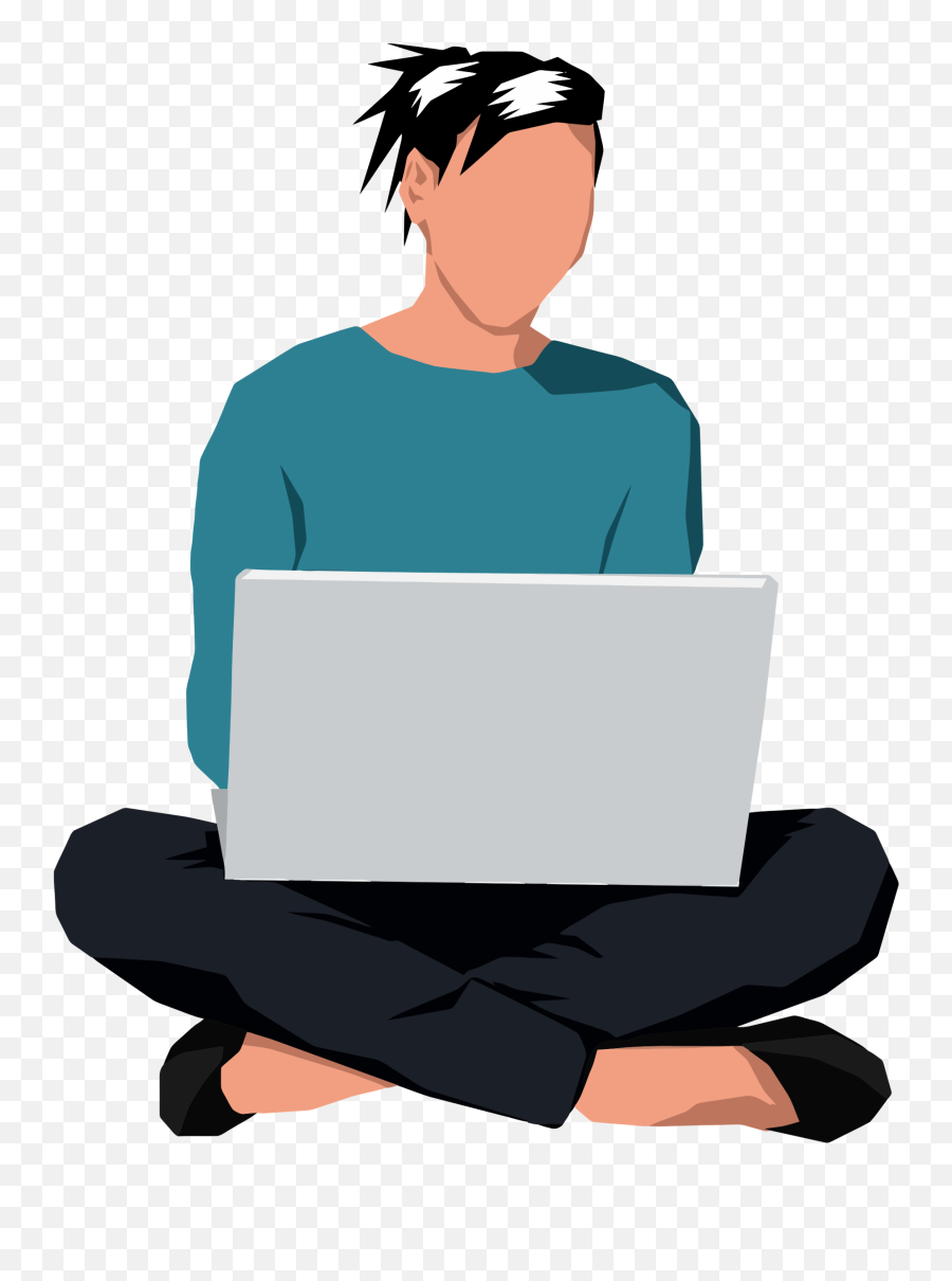 Person Clipart Laptop Transparent Free For - Man Using Laptop Clipart Png,Person Sitting Back Png