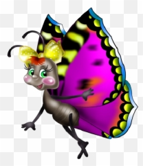 Funny Cartoon Butterfly Images Clip Art Are - Character png
