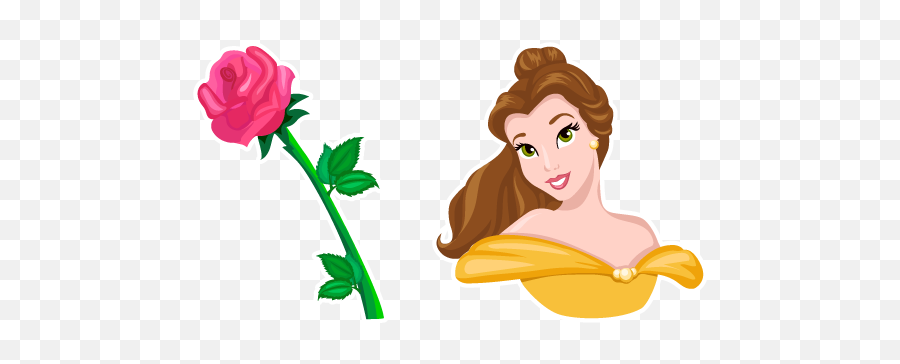 Beast Belle And Rose Cursor - Disney Princess Stand Png,Beauty And The Beast  Rose Png - free transparent png images 
