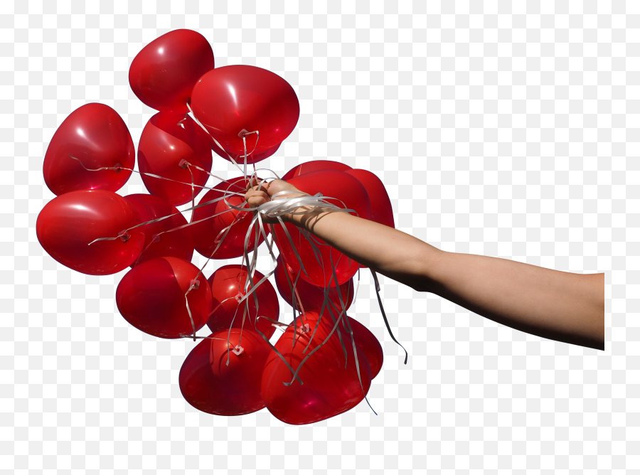 Red Heart Balloons In Hand Png Image - Balloon,Red Balloons Png