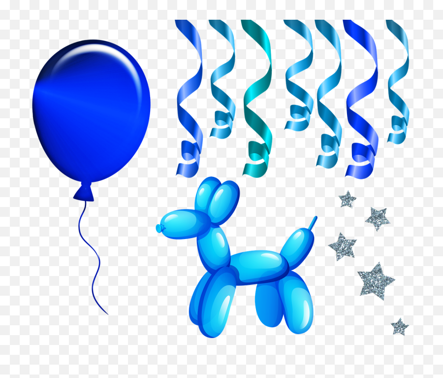 Balloons Blue Streamers - Free Image On Pixabay Cartoon Dog Balloon Animal Png,Streamers Png