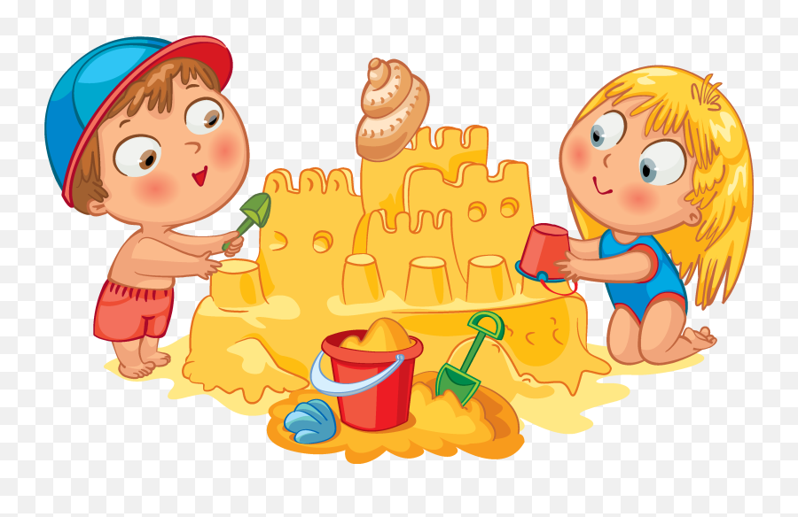 Download Hd Sand Clipart Heap - Sand Kids Cartoon Children Sand Play Cartoon Png,Cartoon Kids Png