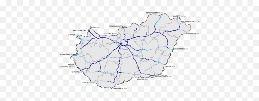 Highways In Hungary - Wikipedia Hungary Map Png,Blue Lines Png