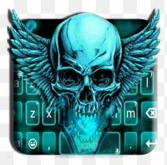 Neon Green 3d Skull - Skull Wings Png,3d Skull Png