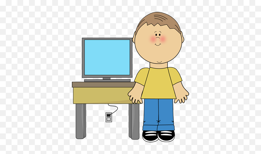 Boy Classroom Computer Technology - Boy With Computer Clipart Png,Computer Clipart Transparent